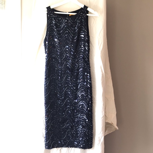 Navy blue Alice & Olivia sequin dress size 6 - Picture 1 of 8